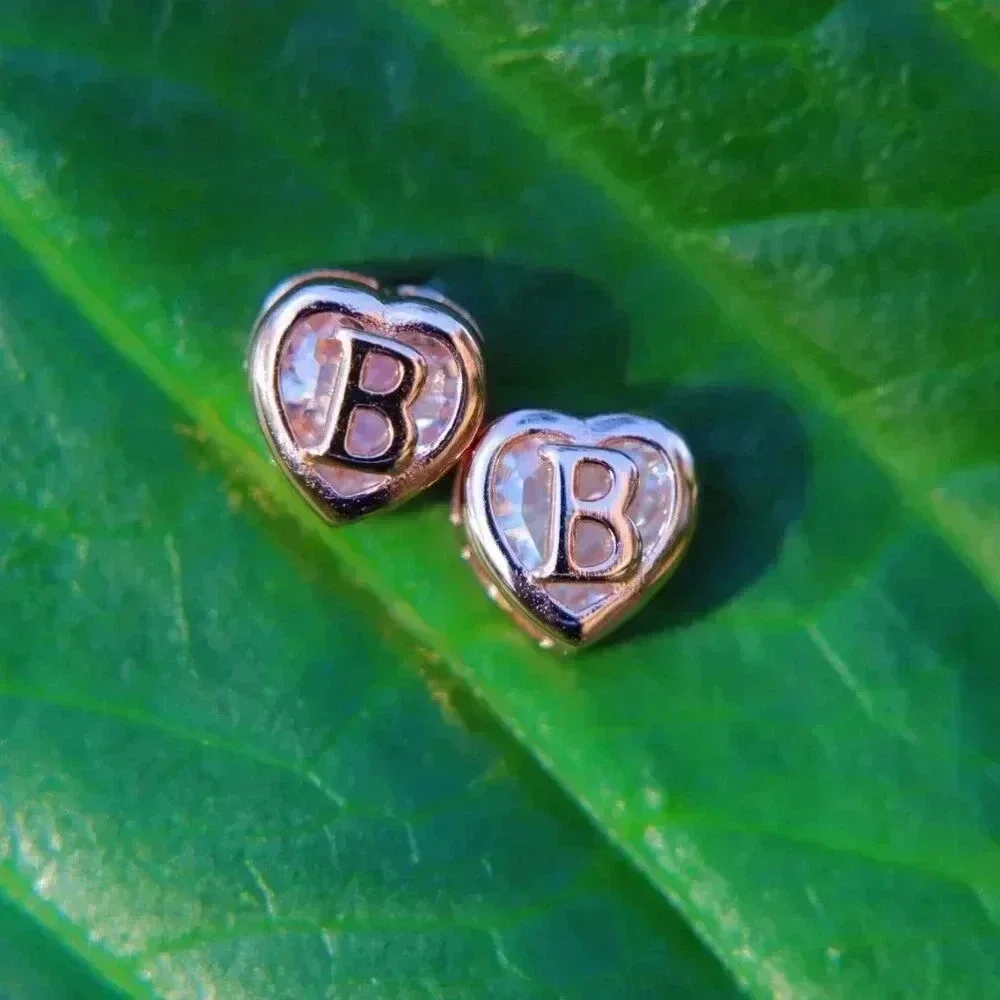 GIFT 💝HEART INITIAL ROSE GOLD EARRINGS WOMEN TEEN GIRLS MOM DAUGHTER, ELDM153RG - Picture 7 of 11
